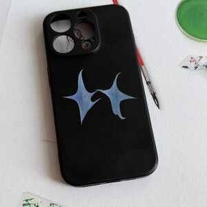 iPhone 15pro Black Phone Case with Blue Stars